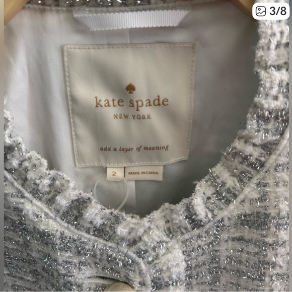 Kate Spade New York Cream Star Bright Sparkle Tweed Coat Size 0–10 | NWOT - Picture 2 of 10
